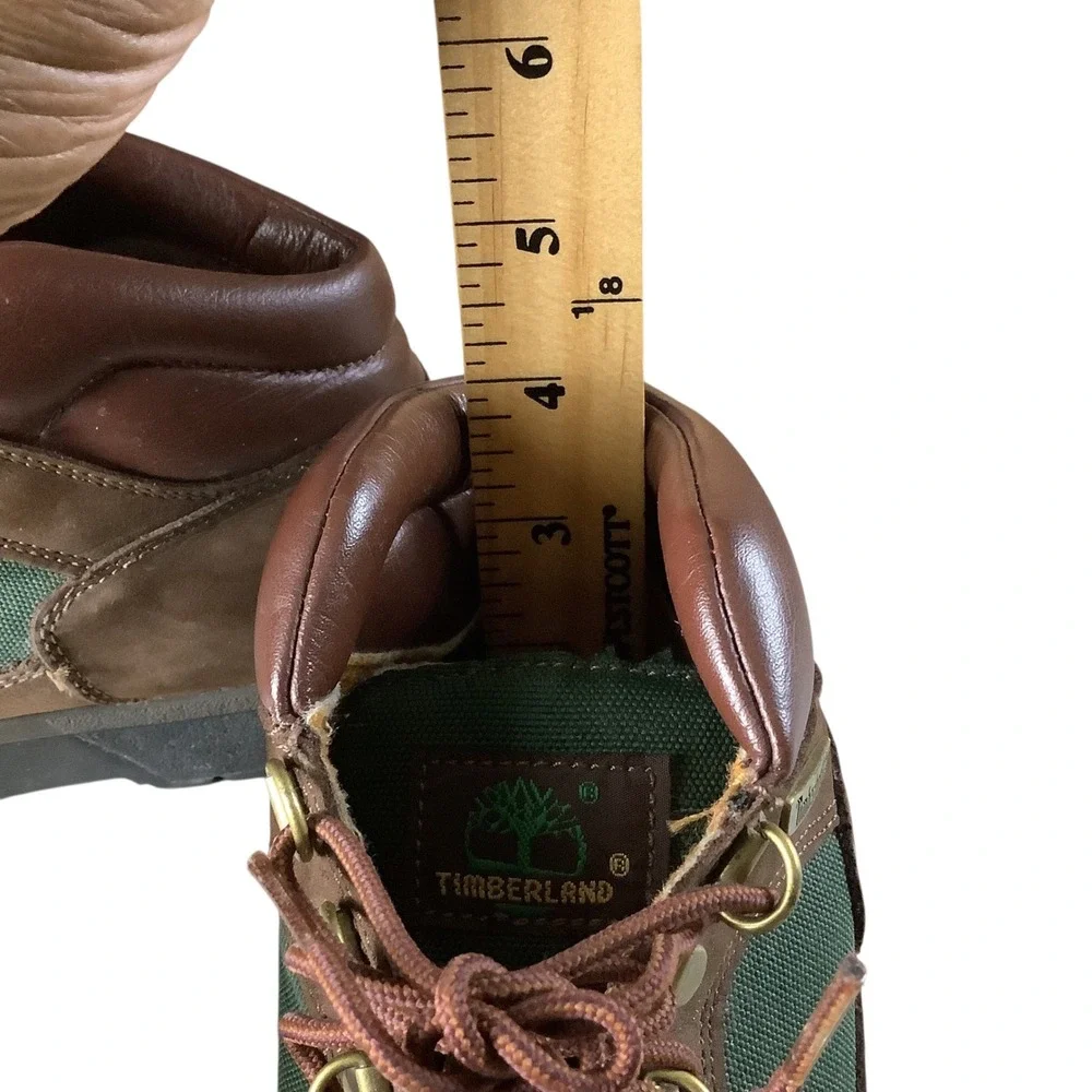Timberland Field Boots Boys 7 Brown Green Leather Mid Top Gorpcore Lace Up
